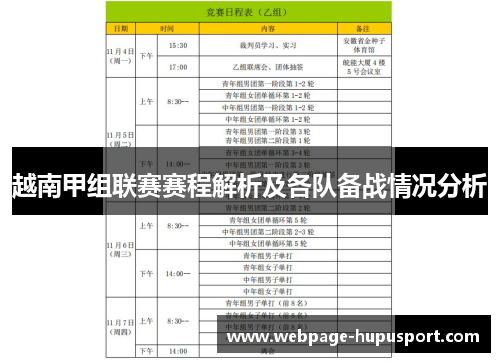 越南甲组联赛赛程解析及各队备战情况分析